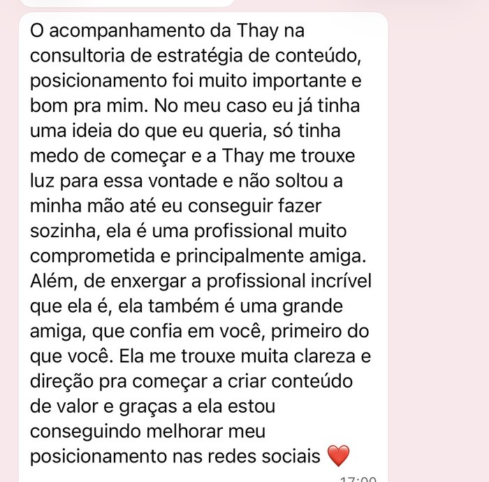 Mensagem de cliente de consultoria