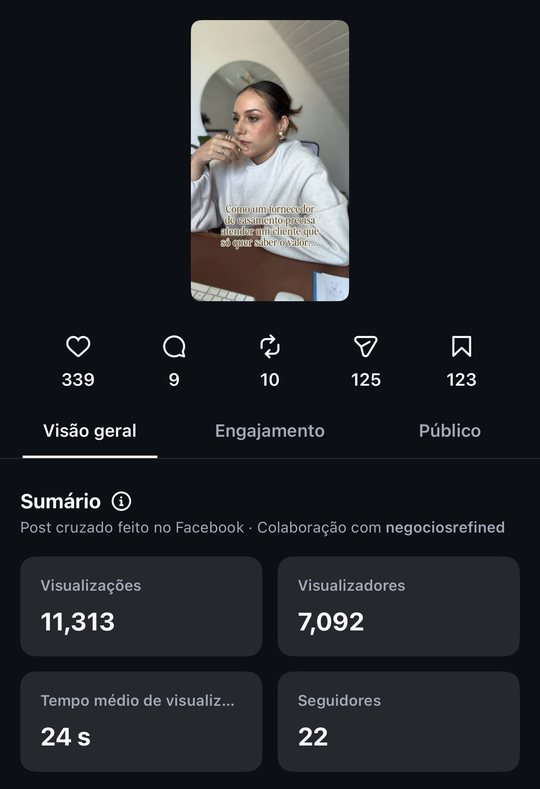 Painel do Instagram com 11.313 visualizações